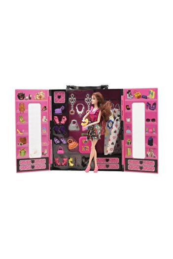 Kayyum Oyuncak Barbie Gardrop Çanta 30 Parça Aksesuarlı