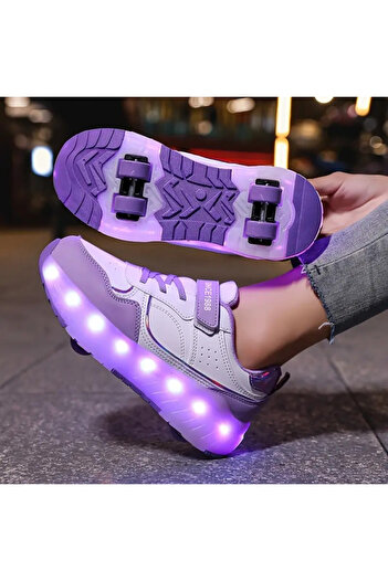 Dnz Unisex Skateboard Ayakkabı Led Işıklı Kapanabilir Tekerlek Sneaker