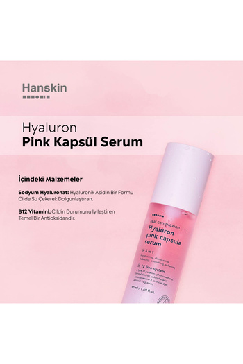 Hanskin Hyaluron Pink Capsule Serum-pembe Yağ Kapsüllü Serum-(NEMLENDİRİR,PÜRÜZSÜZLEŞTİRİR) [50 ml ]