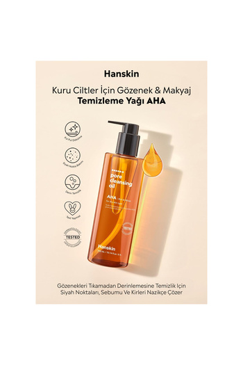 Hanskin Pore Cleansing Oil Aha - Kuru Ciltler Için Gözenek Ve Makyaj Temizleme Yağı [ 300 ml ]