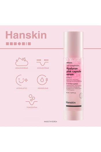 Hanskin Hyaluron Pink Capsule Serum-pembe Yağ Kapsüllü Serum-(NEMLENDİRİR,PÜRÜZSÜZLEŞTİRİR) [50 ml ]