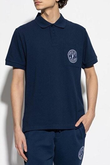 Versace Men's Regular Fit Navy Blue Polo Taxi 100% Cottonlogical Trendy 7 Model