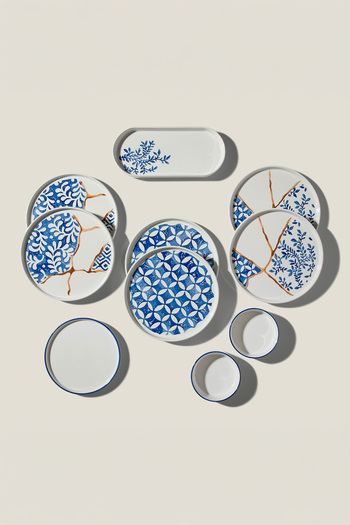 Nehir Azure 15 Piece Ceramic Breakfast Set for 6 People