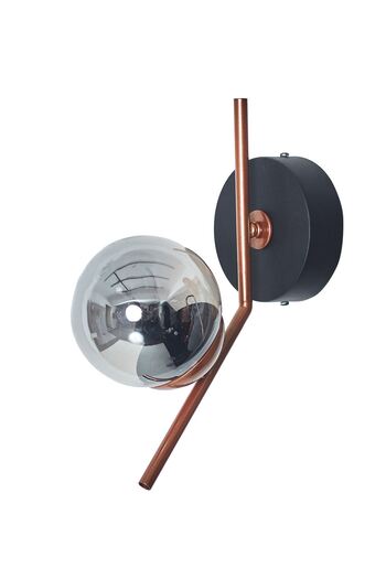 Luzarana Elite Copper Black Metal Body Smoked Glass Design Luxury Horizontal Sconce