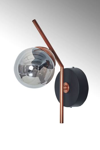 Luzarana Elite Copper Black Metal Body Smoked Glass Design Luxury Vertical Sconce
