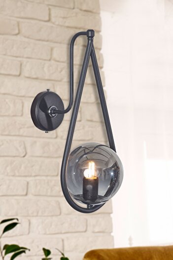 Luzarana Siena Chrome-Black Metal Body Smoked Glass Design Luxury Sconce