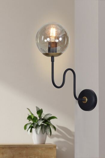 Luzarana Ferro Vertical Yellow Black Metal Body Honey Colored Glass Design Luxury Sconce