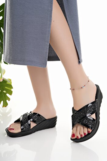 Modafırsat Women's Daily Slippers Black Stylish Comfortable Sea Beach Dowry Bundle Slippers