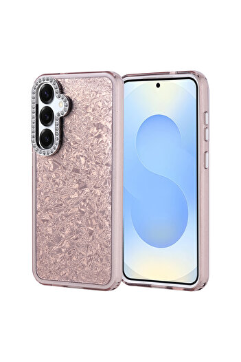 Rivor Galaxy S24 Plus & Galaxy S25 Plus Kılıf Kamera Çıkıntılı Parlak Taşlı Işıltılı Cam Efektli Kapak