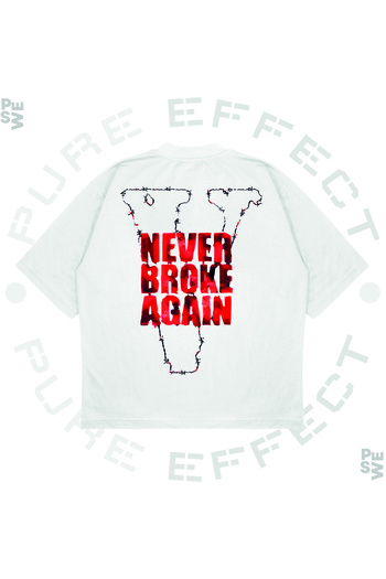 PURE EFFECT Unisex Oversize Vlone'Never Broke Again' Printed Boxy Fit T-Shirt