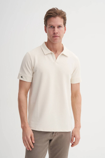Cazador Polo Neck Slim Fit Knitted Combed Cotton T-Shirt