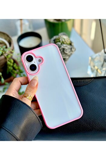 Go Aksesuar iPhone 16 Compatible Silicone Case with Colorful Edge and Shiny Back
