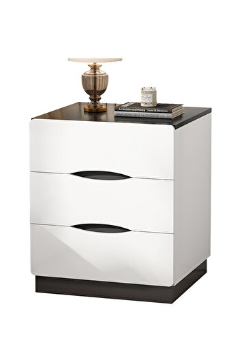 sharpdo Simple Modern Bedroom Small Bedside Table with 3 Drawers for Storage