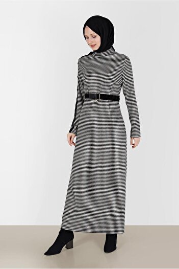 Alvina SLEEVES BUTTON DETAILED CROAT PATTERN DRESS 42316