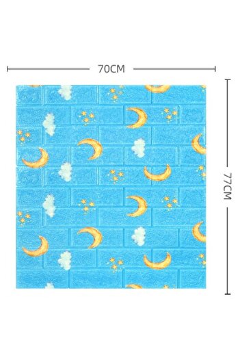 Flippy Set 10 Placi Tapet 3D Flippy 70x77 cm 3 mm Polietilenă Tip Caramidă Model Luna 5.3 mp Albastru