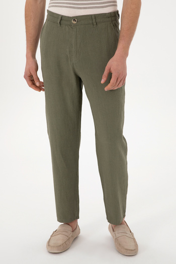 U.S. Polo Assn. Men's Dark Khaki Canvas Trousers 50300193 -Vr111