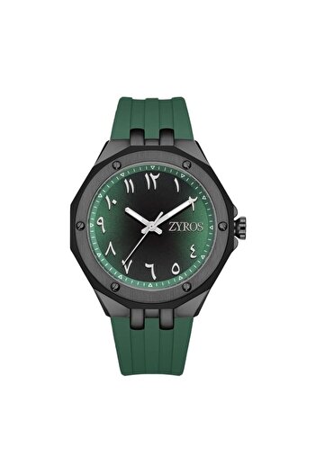 Generic Men Watch With A Green Rubber Strap