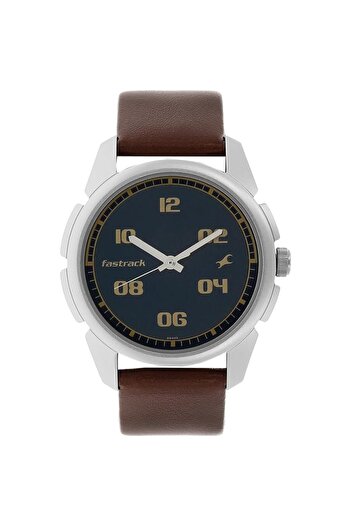Generic Fastrack Blue Dial Brown Leather Strap Watch