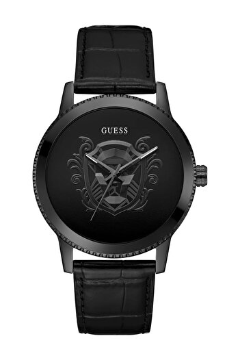 Generic Guess Men 44Mm Watch Black Strap Black Dial Black Case Black