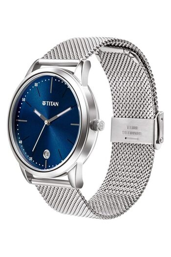 Generic Titan 1806Sm04 Watch For Men Analog Blue Stainless Steel Band