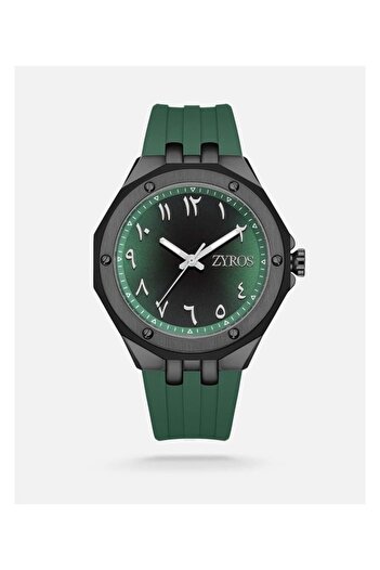 Generic Men Watch With A Green Rubber Strap