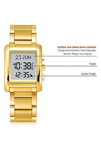 Generic Muslim Digital Watch Azan Watch For Men And Women Backlight Waterproof Azan Watches