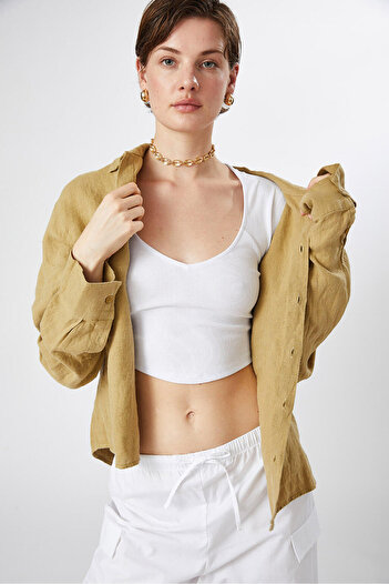 Beyyoglu Crop top cu decolteu în V