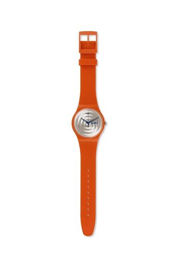 Generic Swatch Multi Bross Silver Dial Orange Silicone Unisex Watch Suoo702