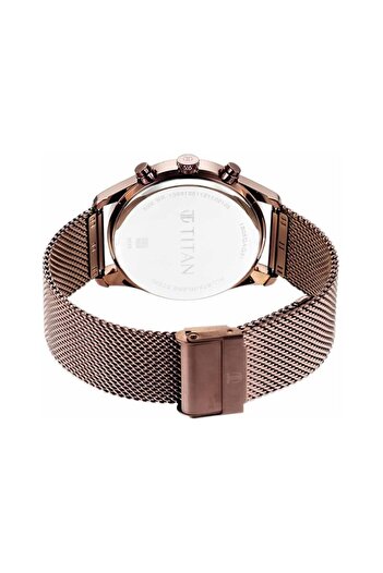 Generic Titan Analog Black Dial Brown Band Men Stainless Steel Watch 1805Qm05 Nr1805Qm05