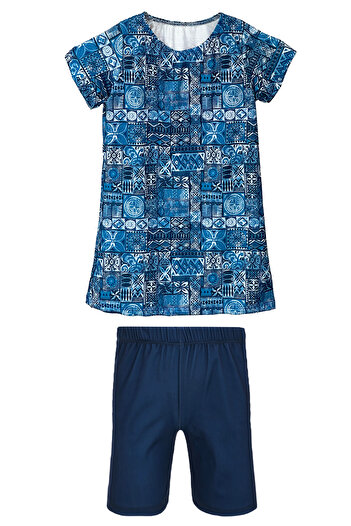 Remsa Mayo Girl's Short Sleeve Lycra Tights Semi-Covered Swimsuit R5005 Rabia