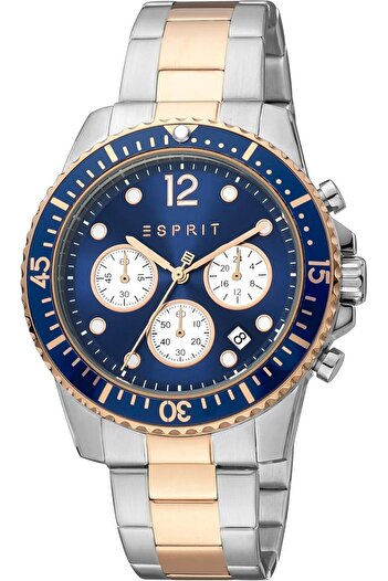Generic Esprit Hugh Male Wristwatch Quartz Casual Stainless Steel Band And Case Gray Analog Gray Dial
