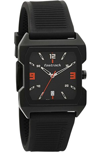Generic Fastrack Analog Watch For Men Nr1474Np01 Black Dial Rubber Black Strap