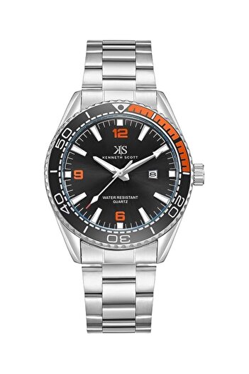Generic Kenneth Scott Men Sl28D Movement Watch Analog Display And Stainless Steel Strap K23024 Sbsb Silver