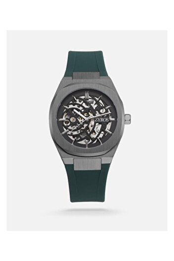 Generic Men Automatic Watch With A Green Rubber Strap