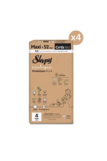 Sleepy Ecologic Premium Plus Efsane Paket Bebek Bezi 4 Numara Maxi 208 Adet