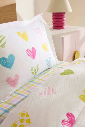 Karaca Home Young Color Heartz 100% Cotton Single Pique Set