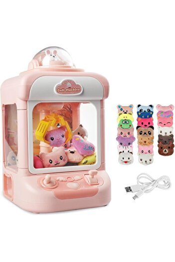 Yelajoy Mini Vending Claw Machine for Kids,10 Gacha and 20 Dolls,with Lights Sound,Gift for Girls Boys