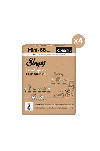 Sleepy Ecologic Premium Plus Efsane Paket Bebek Bezi 2 Numara Mini 272 Adet
