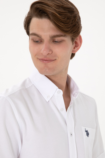 U.S. Polo Assn. Чоловіча біла сорочка з короткими рукавами 50297909-VR013