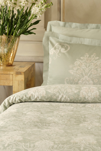 Karaca Home Holly 80 Thread 100% Cotton Lepra Carpet Duvet Cover Set Mint