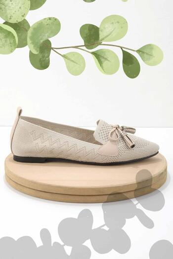 Bambi Beige Knitwear Women's Ballerina K01196000782