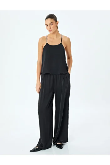 Koton Thin Strap Halter Neck Satin Tank Top