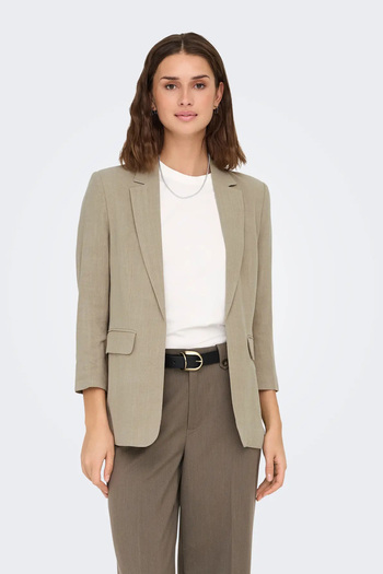 ONLY Women's Onlsolvi Linen Jacket with Slit Sleeves 15338696   Mink