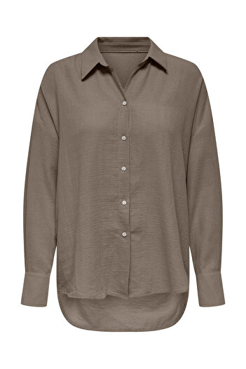 ONLY Sadec Women's Onlbolzano Oversize Long Sleeve Long Shirt 15353544   Hazelnut