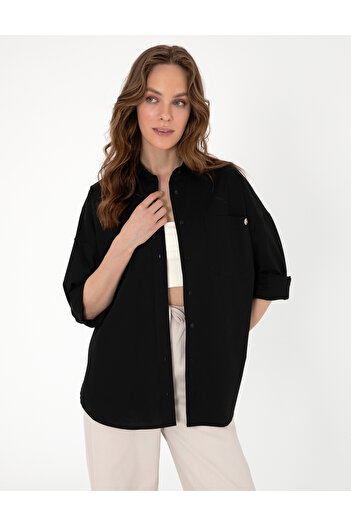 Pierre Cardin Siyah Oversize Uzun Kollu Gömlek 50313596-VR046