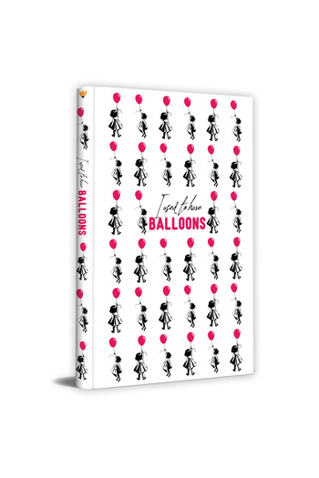 sketch Striped Notepad with Balloon Girl Design – 13X21 cm Hard Cover 192 Pages