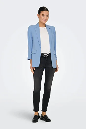 ONLY Women's Onlsolvi Linen Jacket with Slit Sleeves 15338696   Blue