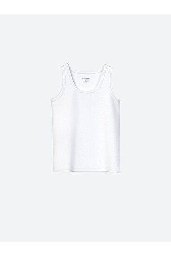 LC Waikiki LCW Kids Parlak Beyaz Bisiklet Yaka Basic Erkek Çocuk Atlet 2'li (W3)