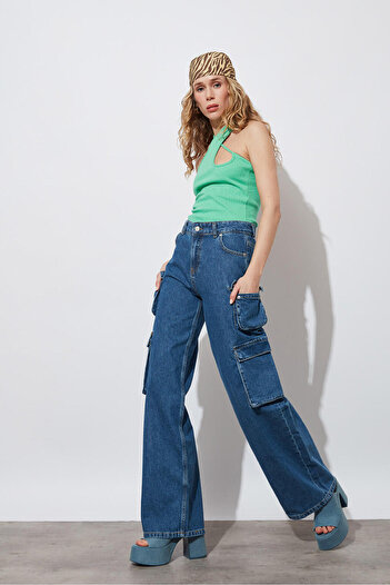 Beyyoglu Crop top cu bretele asimetrice
