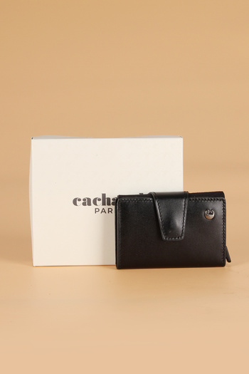 Cacharel 0270 Silver Leather Wallet - Black with Mechanism Card